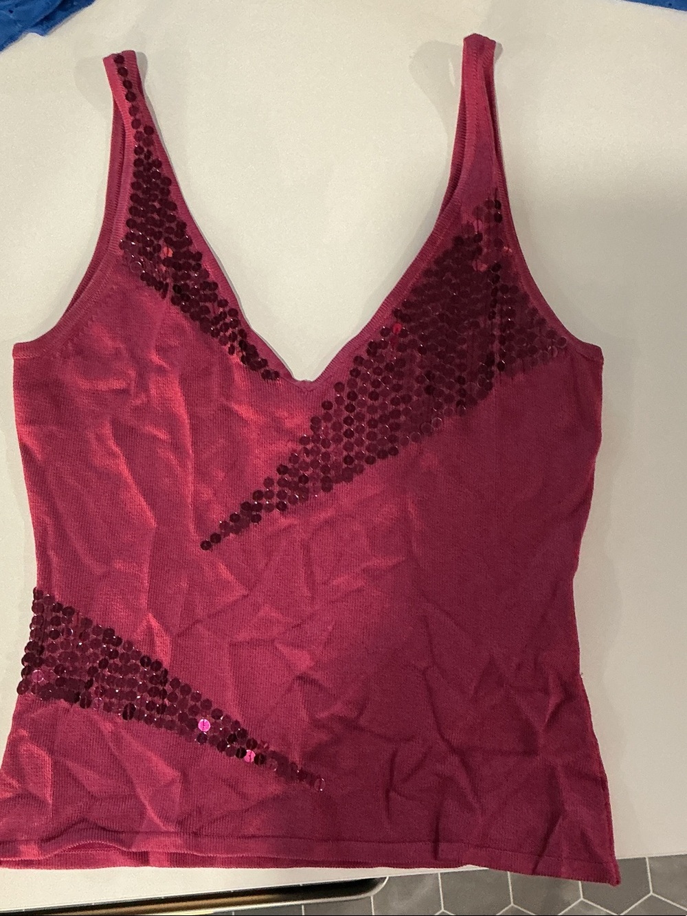 Karen Millen Berry Pink Sequin V-Neck Camisole